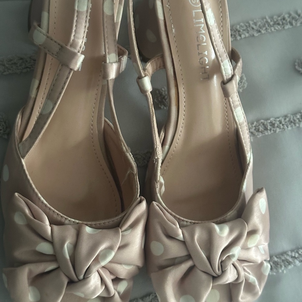 Polka Dot Bow Slingback Heels — Blush - Picture 4 of 4